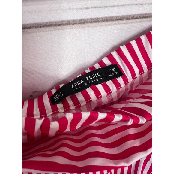 Zara Basic Red White Striped 3/4 sleeve Off the Shoulder Crop Top Size L EUC - Picture 3 of 4